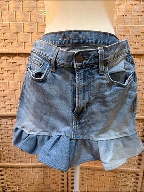 Old Navy Blue Denim Ruffle Hem Mini Skirt